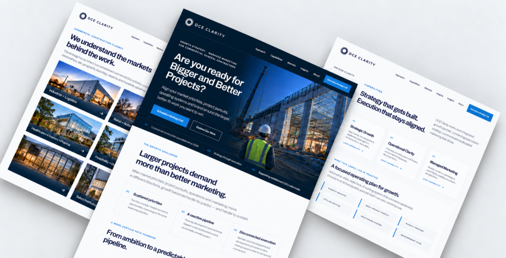 DCE Clarity new website pages
