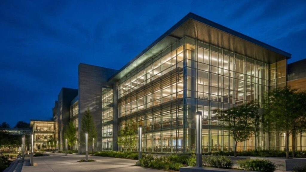 University building at dusk