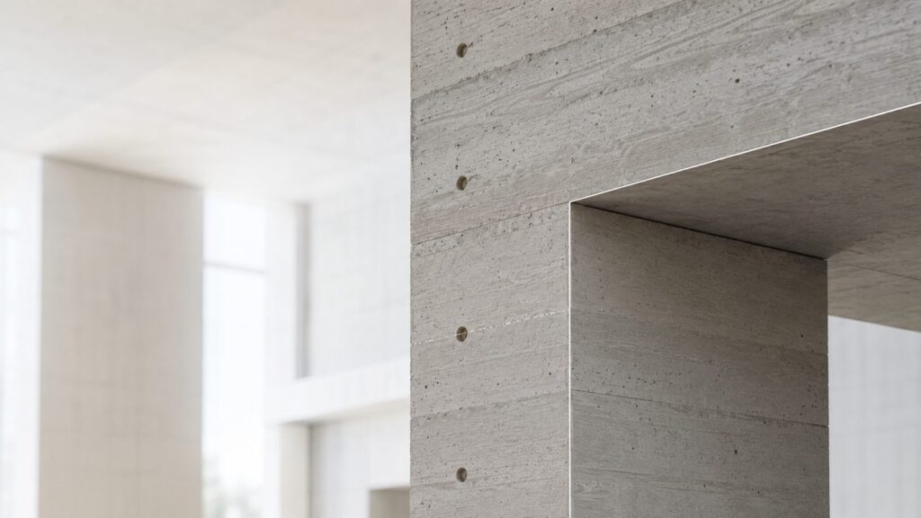 Clean concrete walls in a newly completed building